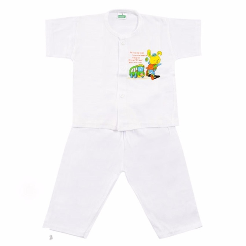 Bộ 5 áo nút giữa sơ sinh tay dài + 5 quần dài trắng cho bé 0 - 3 tháng