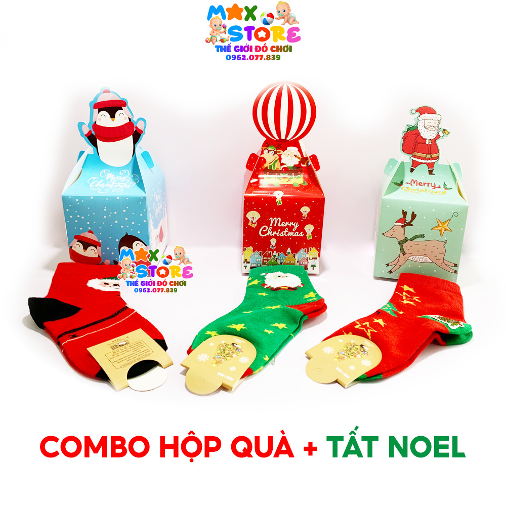 Set quà tặng noel - 1 hộp quà + 2 đôi tất