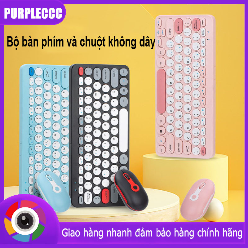 K09 Chuột và bàn phím không dây Bluetooth Combo 2.4G Ergonomic nhỏ gọn im lặng cho máy tính và máy tính xách tay 78 nút tròn