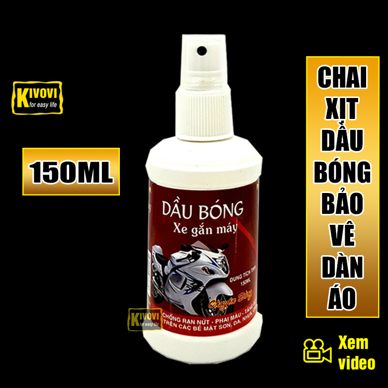 Chai Xịt Bóng Bảo Vệ Dàn Áo Xe Máy 909 Kira - Xịt Bóng Xe Máy Đa Năng 909 Kifa 150ML - Bình Xịt Bóng Xe Làm Tăng Độ Bóng Bẩy Trên Các Bề Mặt : Sơn,Da,Nhựa,Cao Su,Simili - Kivovi