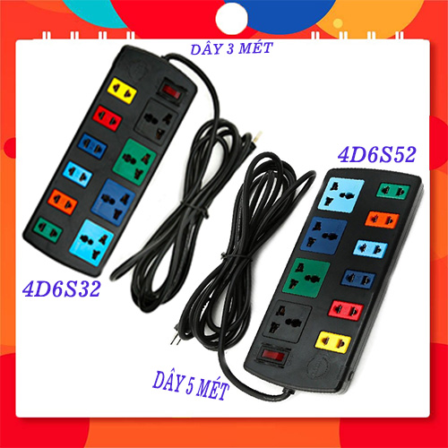 Ô cắm điện đa năng lioa 10 ổ dây dài 3m & 5m 4d6s32 & 4d6s52