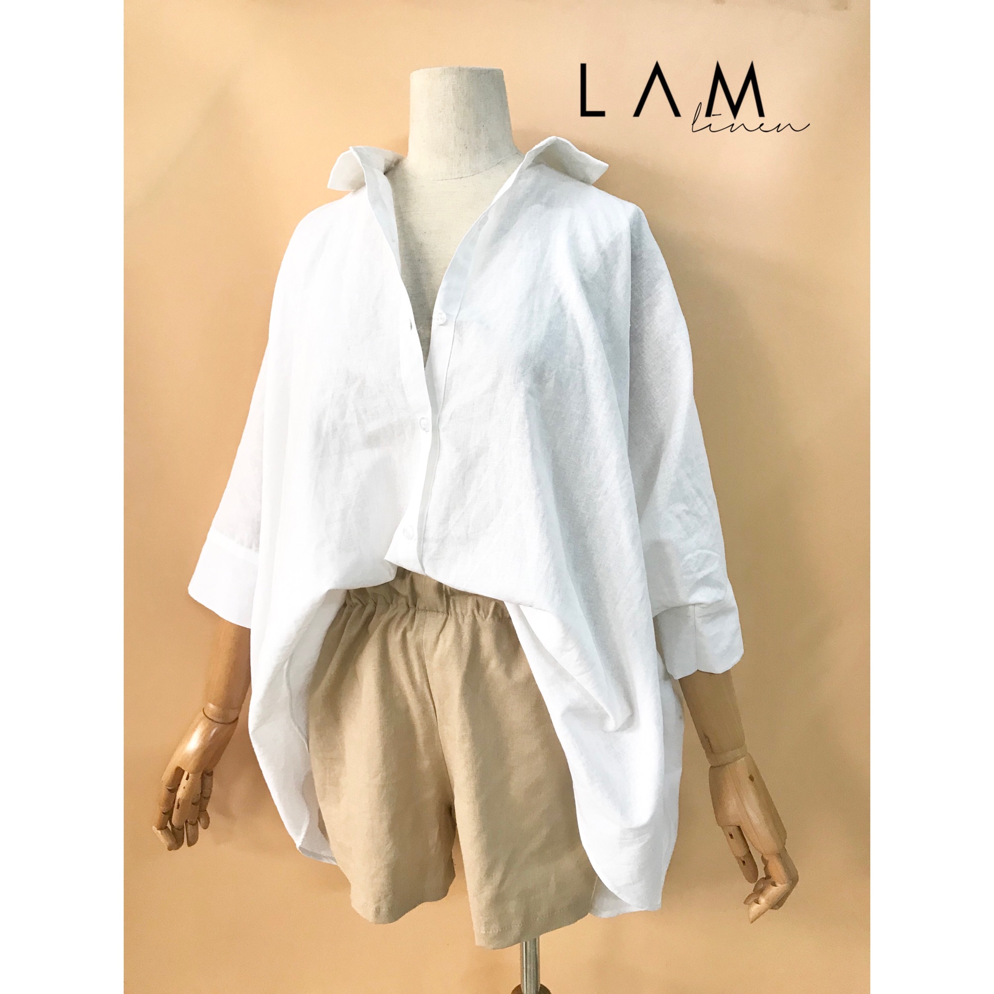 SET GỒM ÁO SƠ MI OVERSIZE VÀ QUẦN SHORT VẢI LINEN