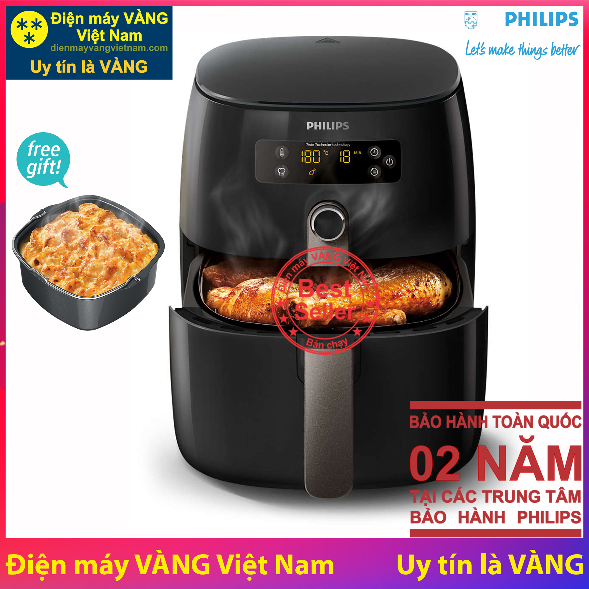 Nồi chiên không dầu Philips HD9745 bảo hành 2 năm toàn quốc