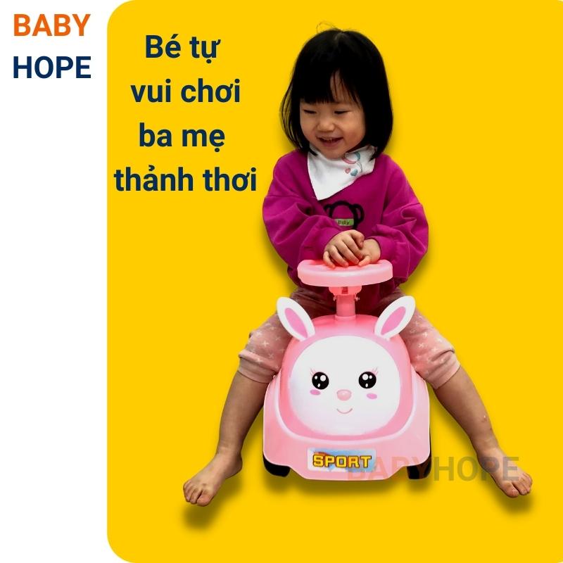 Xe lắc chòi chân có nhạc đèn còi hình con thỏ Babyhope
