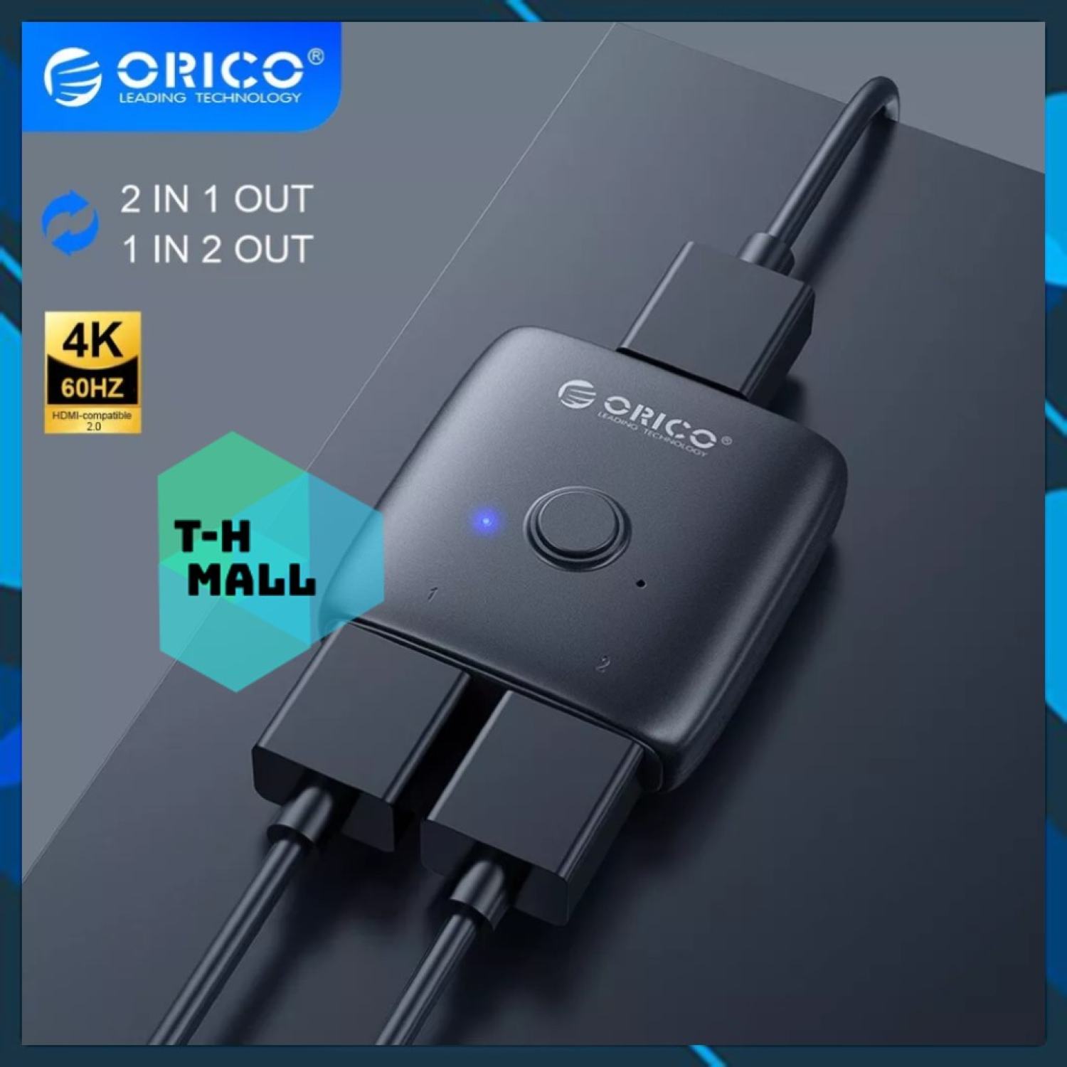 Bộ switch chuyển đổi cổng hdmi 2.0 orico 1 ra 2 / 2 ra 1 adapter 2 in 1 out converter
