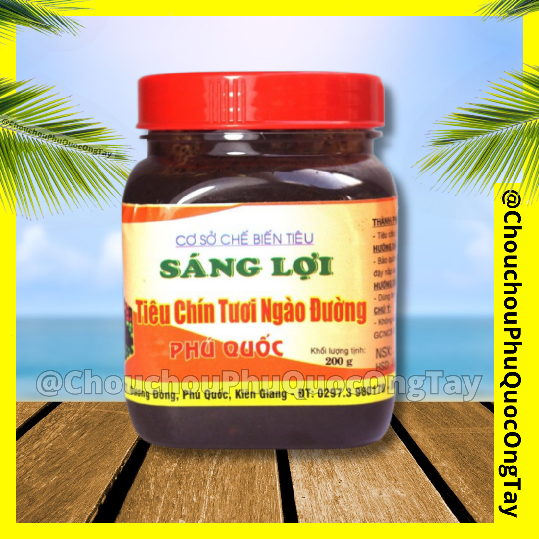 Tiêu chín đỏ ngào đường phú quốc sáng lợi - hũ nắp đỏ - đặc sản phú quốc
