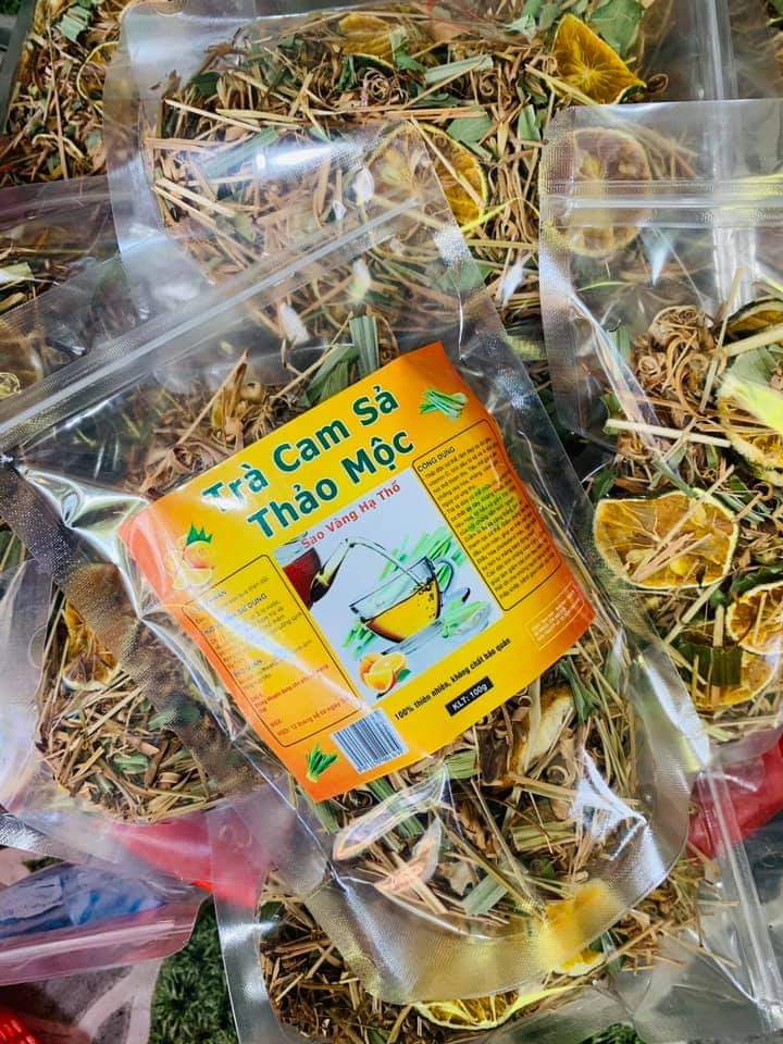Trà Detox Cam Sả Lá dứa thảo mộc giảm mỡ đẹp da túi 100gr