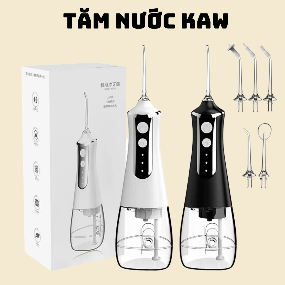 Máy tăm nước cầm tay công nghệ Đức công suất lớn,  sạc USB 5 đầu tăm thay thế, bình chứa 300ml  thích hợp cho người niềng răng, chăm sóc sức khoẻ răng miệng