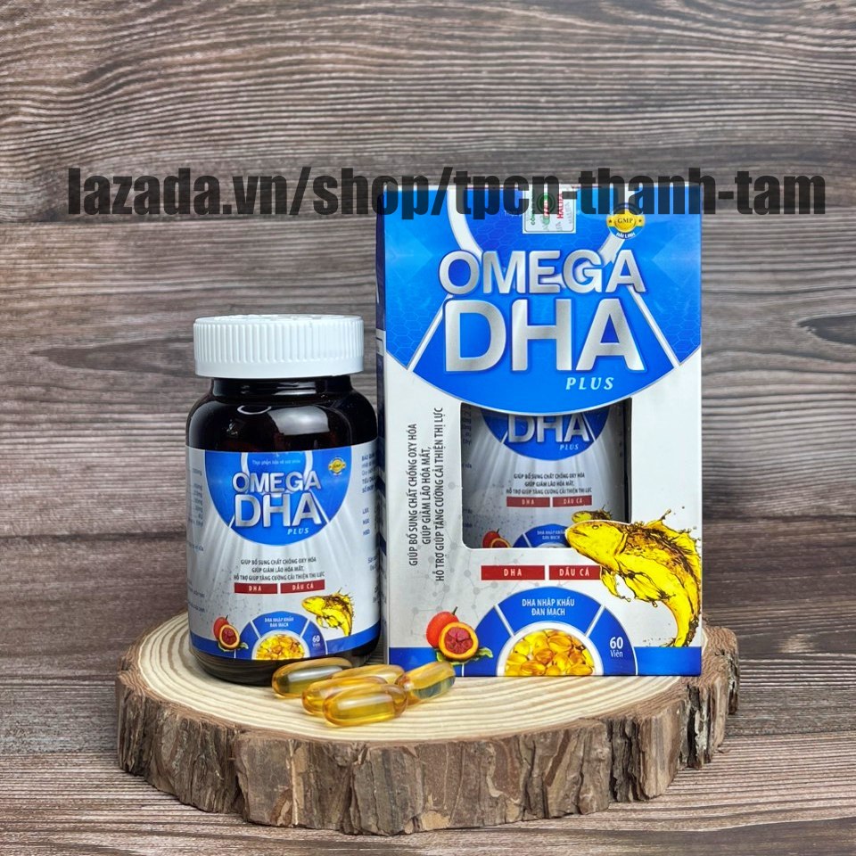 Viên dầu cá Omega DHA plus với chiết xuất quả óc chó giúp bổ não sáng mắt tốt cho tim mạch - Hộp 60 viên