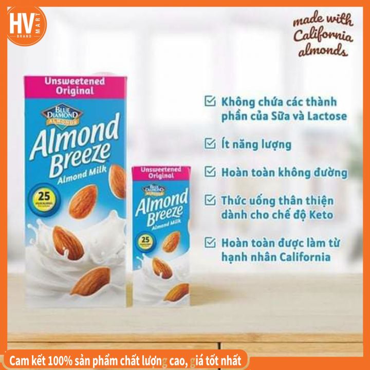 Sữa hạnh nhân almond breeze 946ml nhiều hương vị hấp dẫn