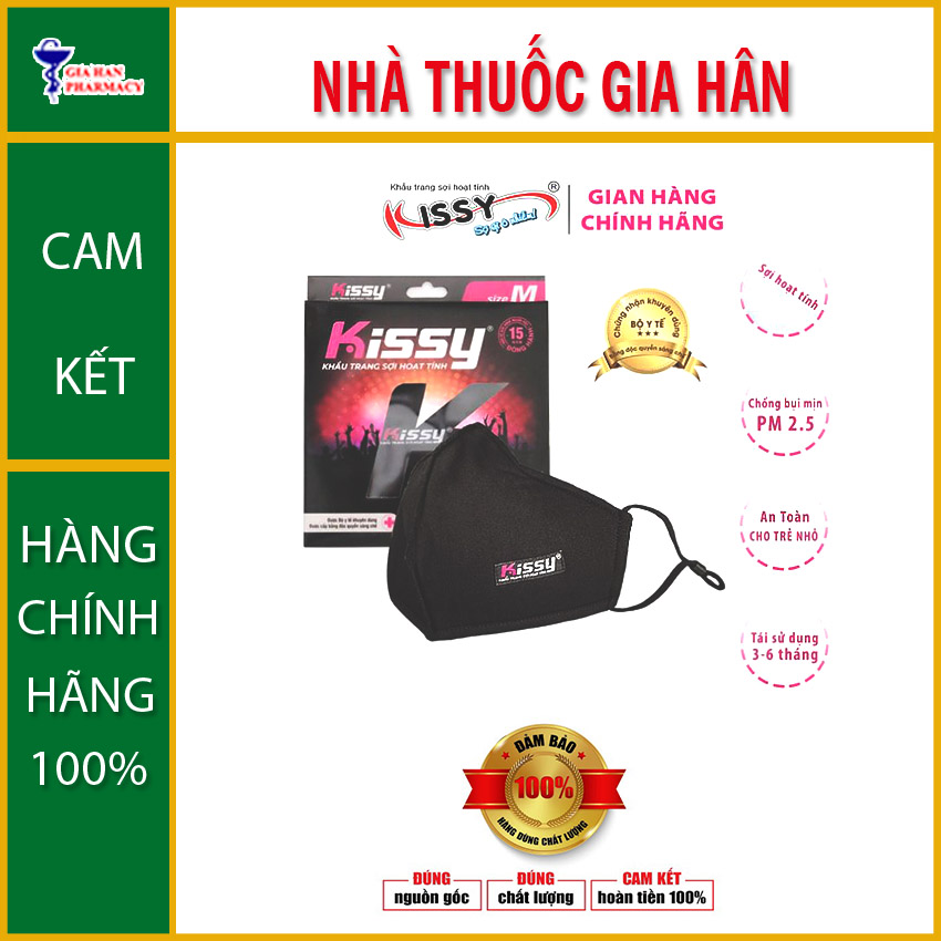 Khẩu trang 3d trắng cao cấp kissy sợi hoạt tính ngăn khói bụi