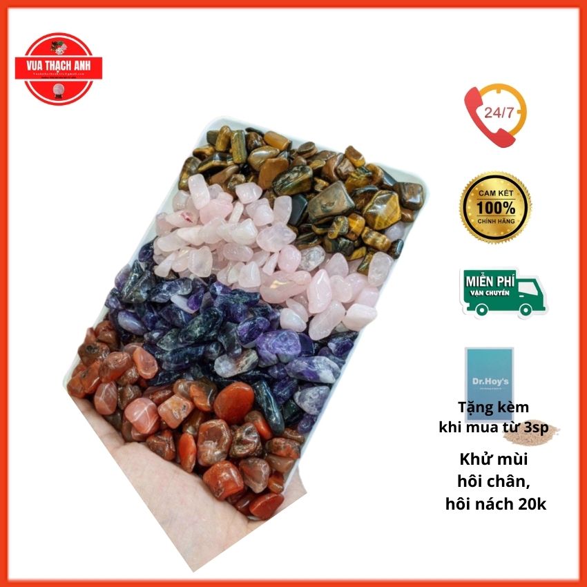 [FREESHIP + QUÀ 20K] Đá thạch anh vụn ngũ sắc nhiên phong thủy - VUA ĐÁ THẠCH ANH - {HÀNG TỰ NHIÊN} giá gốc, rải nền nhà, trang trí phong thủy, chơi hồ cá, chậu kiểng,.. 500g
