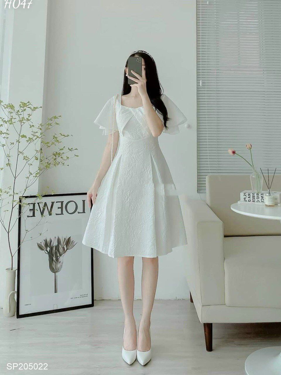 Likeher - đầm dự tiệc d27 đầm trắng nhẹ nhàng thanh lịch