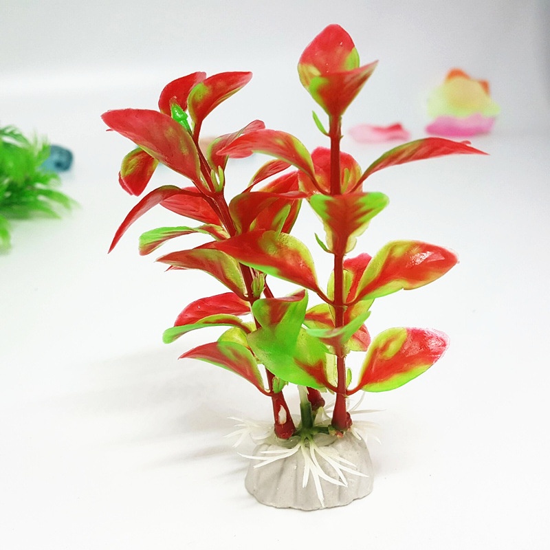 Trang trí bể cá, hồ cá Mô hình cây rong nhựa nhiều màu sắc cao 12 cm TS43 - 3