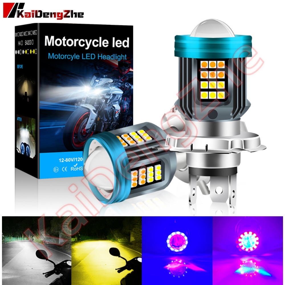 ㍿✻ 20000Lm H4 LED Moto H6 BA20D P15D LED Motorcycle Headlight Bulbs Angel Devil Eye Lens White Yellow Hi Lo Lamp Scooter Accessorie