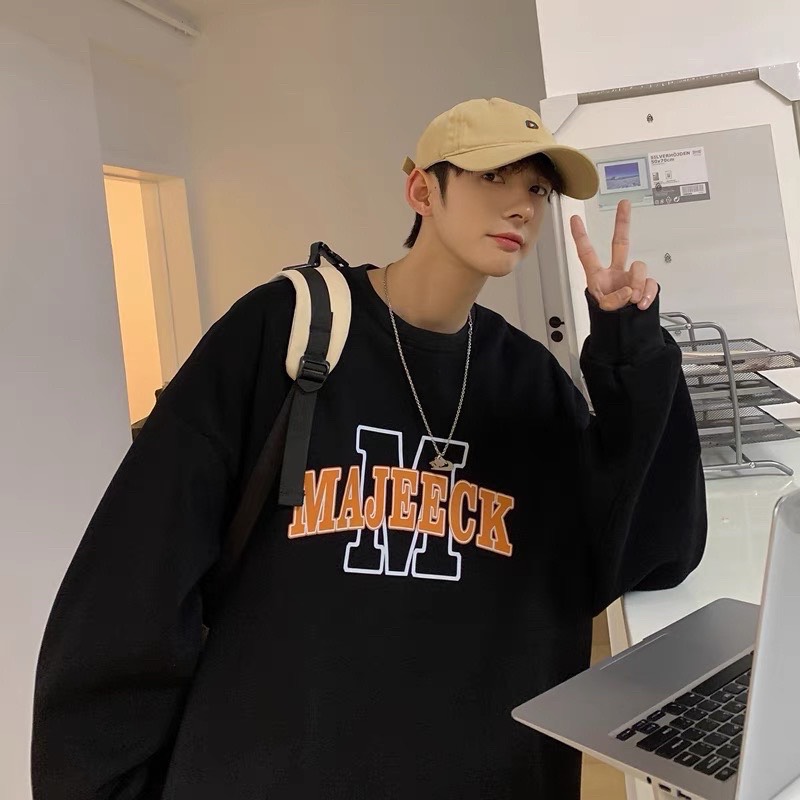 Áo sweater nam nữ in Chữ M. áo sweater form rộng
