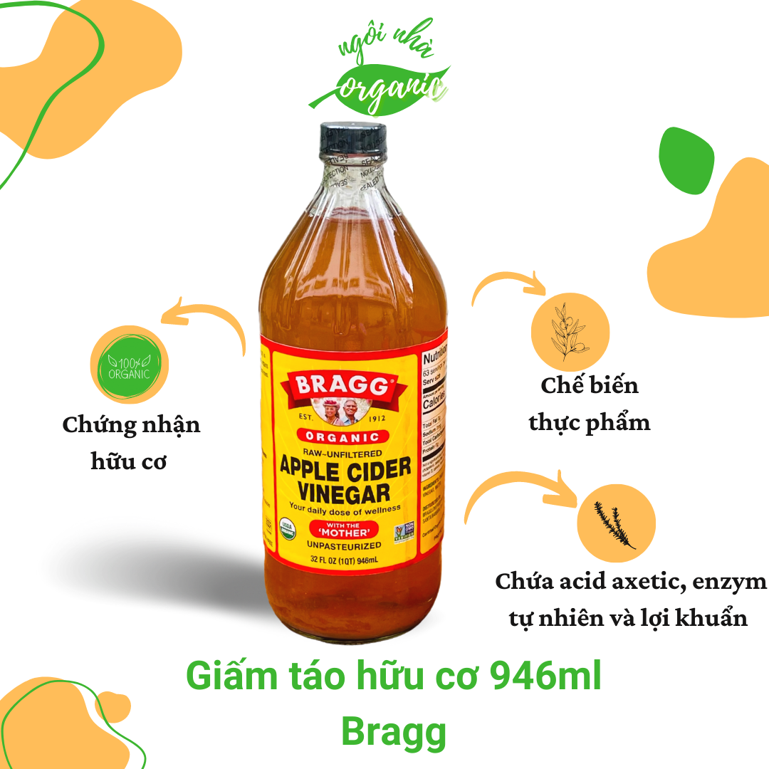 Giấm táo hữu cơ Bragg 946ml