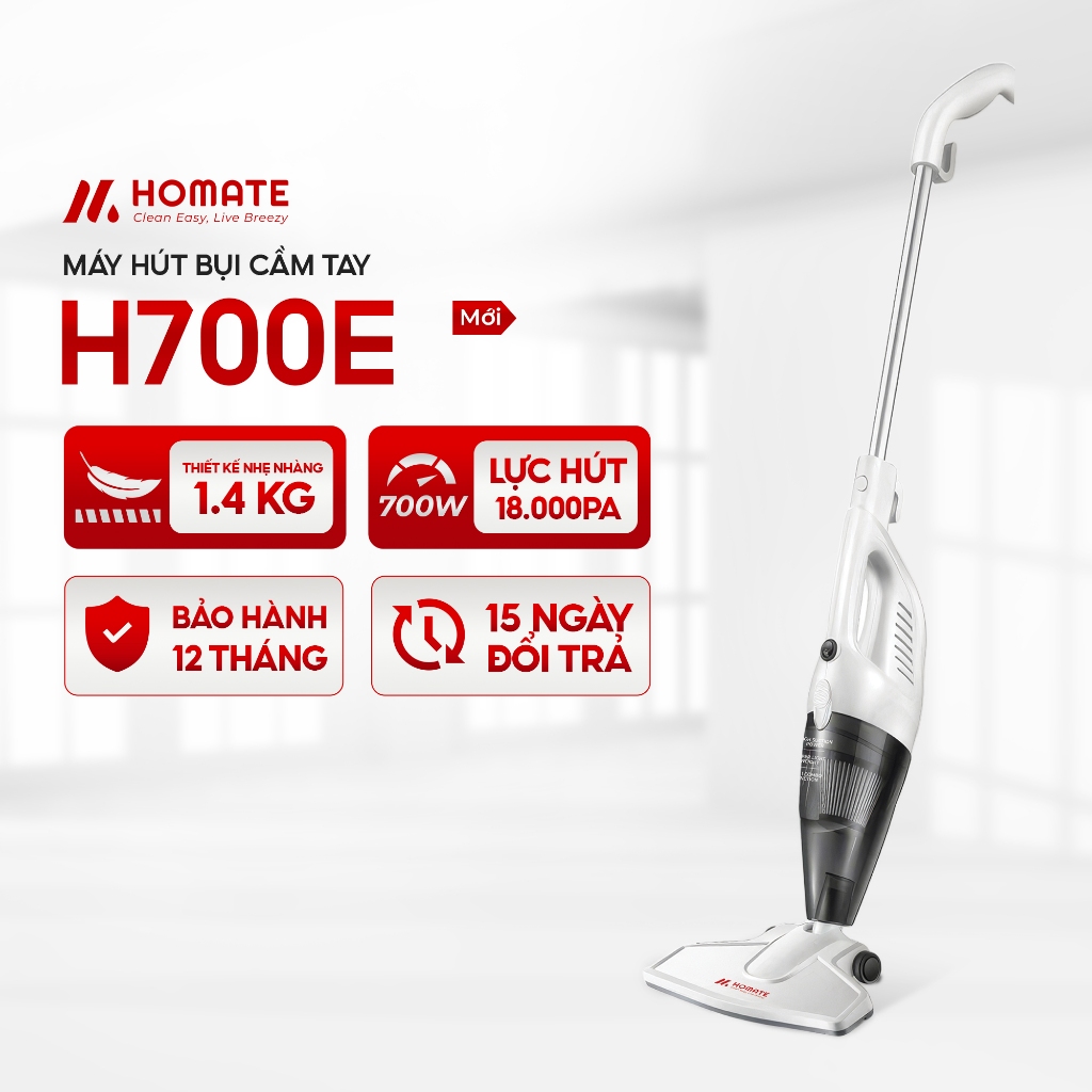 (Chính hãng) HOMATE H700E, Máy Hút Bụi Gia Đình Có Dây, Công Suất 700W, 18.000Pa, Nhiều Đầu Hút