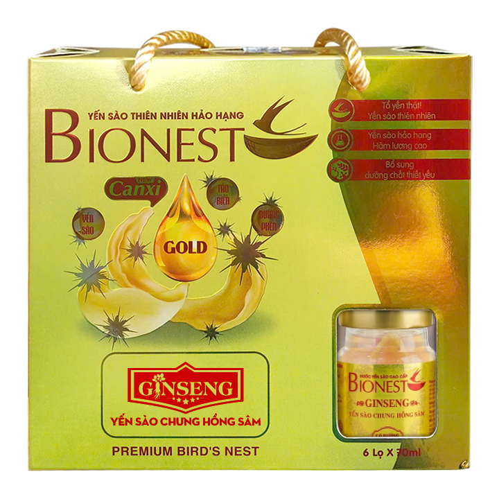 Yến sào Bionest hồng sâm thượng hạng 587mg yến khô nguyên chất - hộp tiết kiệm