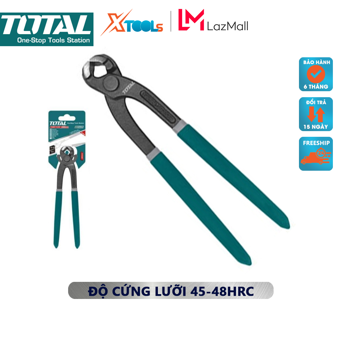 Kềm càng cua TOTAL THT2891 | Kìm càng cua đầu nhỏ Kích thước 9" ,Thép Carbon, tay cầm cách điện cắt dây kim loại đồng, kẽm,dây điện