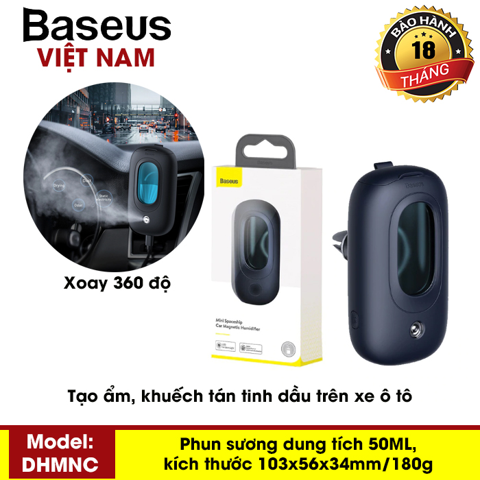 Máy phun sương mini, khuếch tán tinh dầu, tạo độ ẩm nhỏ gọn, dễ dàng mang theo khi di chuyển - Thương Hiệu Baseus - Phân phối bởi Baseus Vietnam