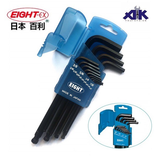 Bộ lục giác hệ inch eight nhật 016-13zd gồm 13 cỡ từ 0.05 inch đến 3/8 inch - made in japan