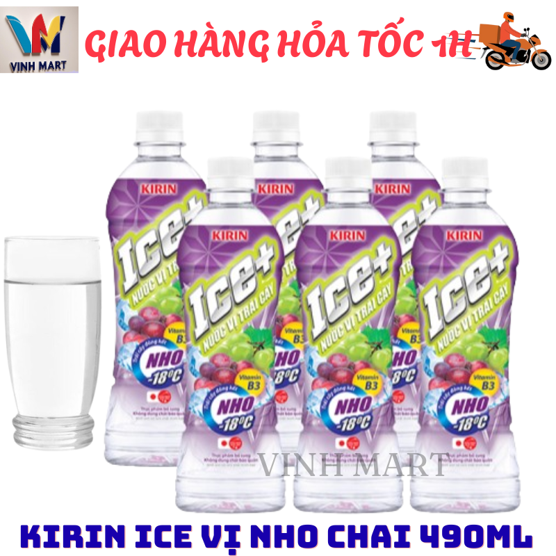 Nước Trái cây Ice+ vị Nho Lốc 6 Chai 490 ml