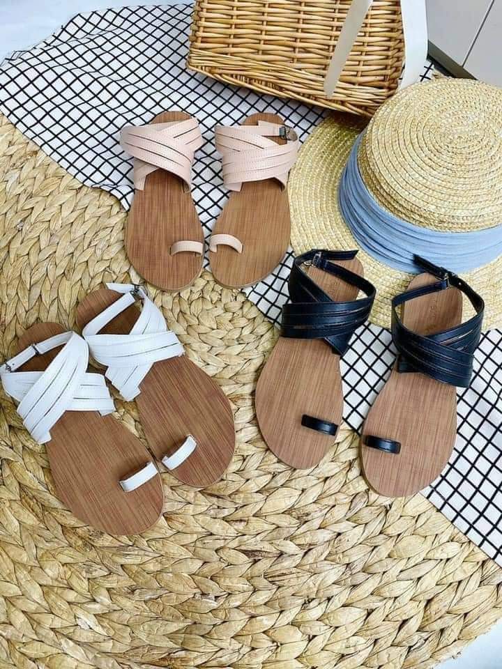 Dép sandal nữ dây chéo đế nâu xỏ ngón mẫu mới sang chảnh