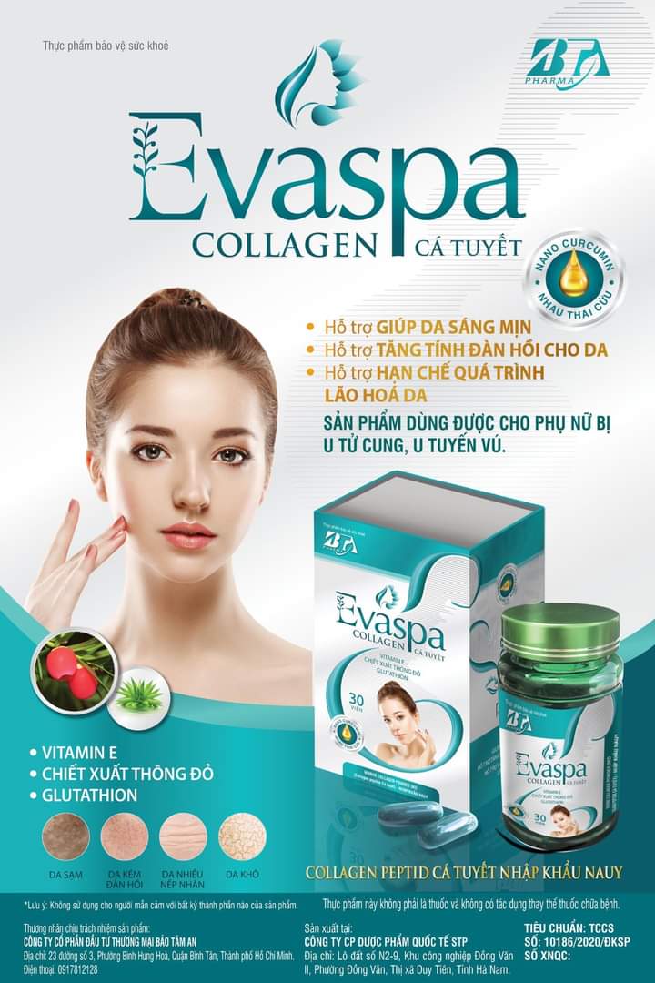 Viên uống trắng đẹp da Evaspa Collagen Cá Tuyết