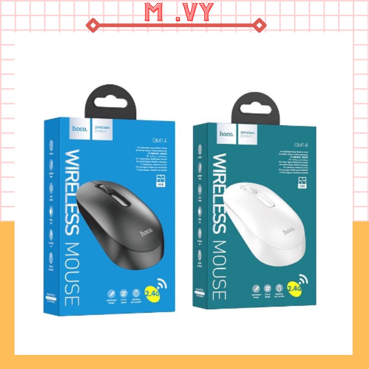 Chuột không dây hoco gm14 nhỏ gọn thiết kế sang trọng 1200dpi - mouse wireless