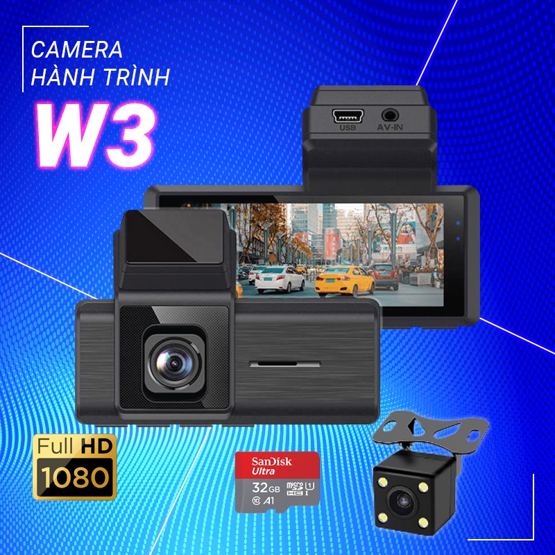 TẶNG THẺ 32G Camera hành trình ô tô W3 xem qua điện thoại tích hợp cam lùi