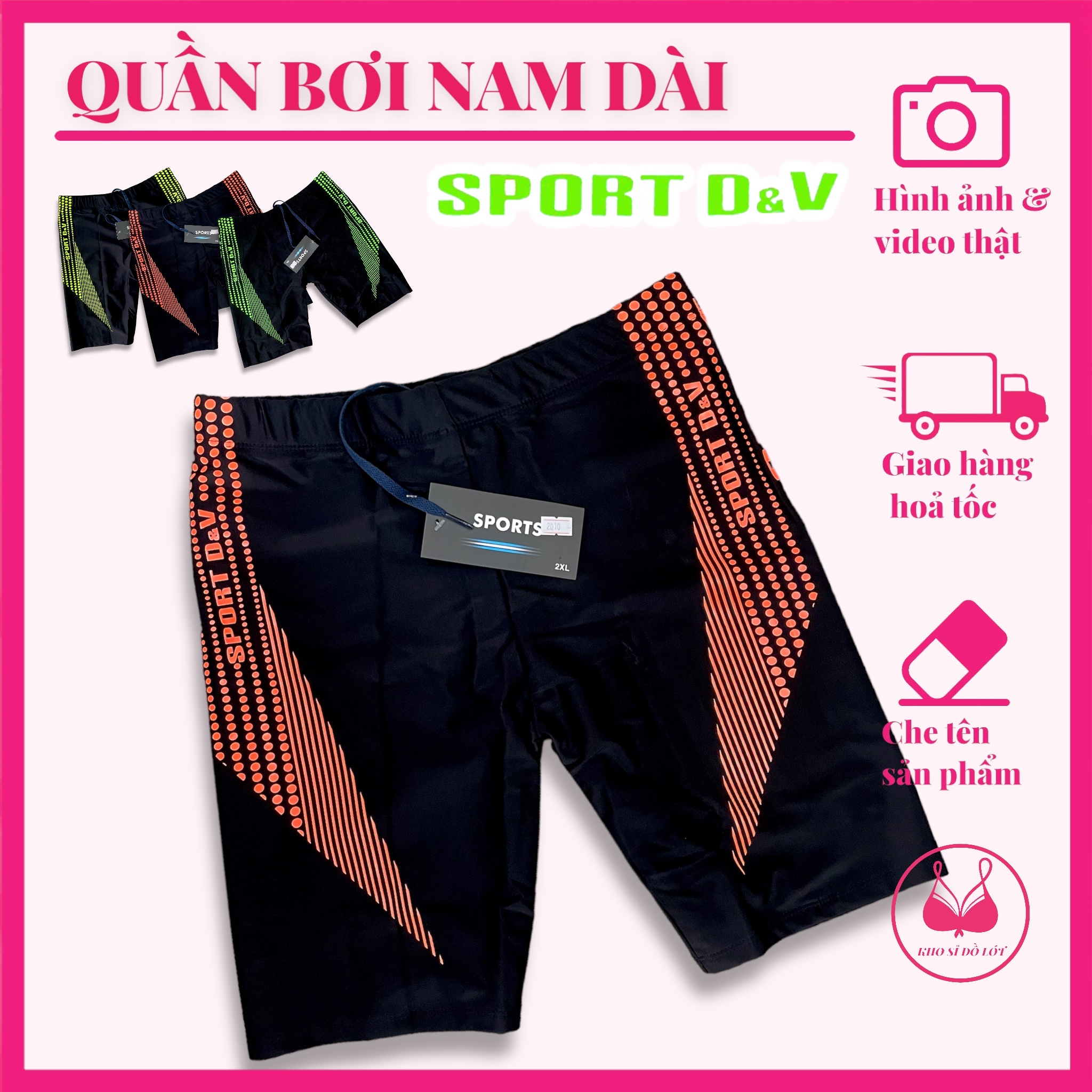 Quần bơi lửng, quần bơi nam Sport D&V cao cấp, chất vải đẹp, co dãn, có lớp lót