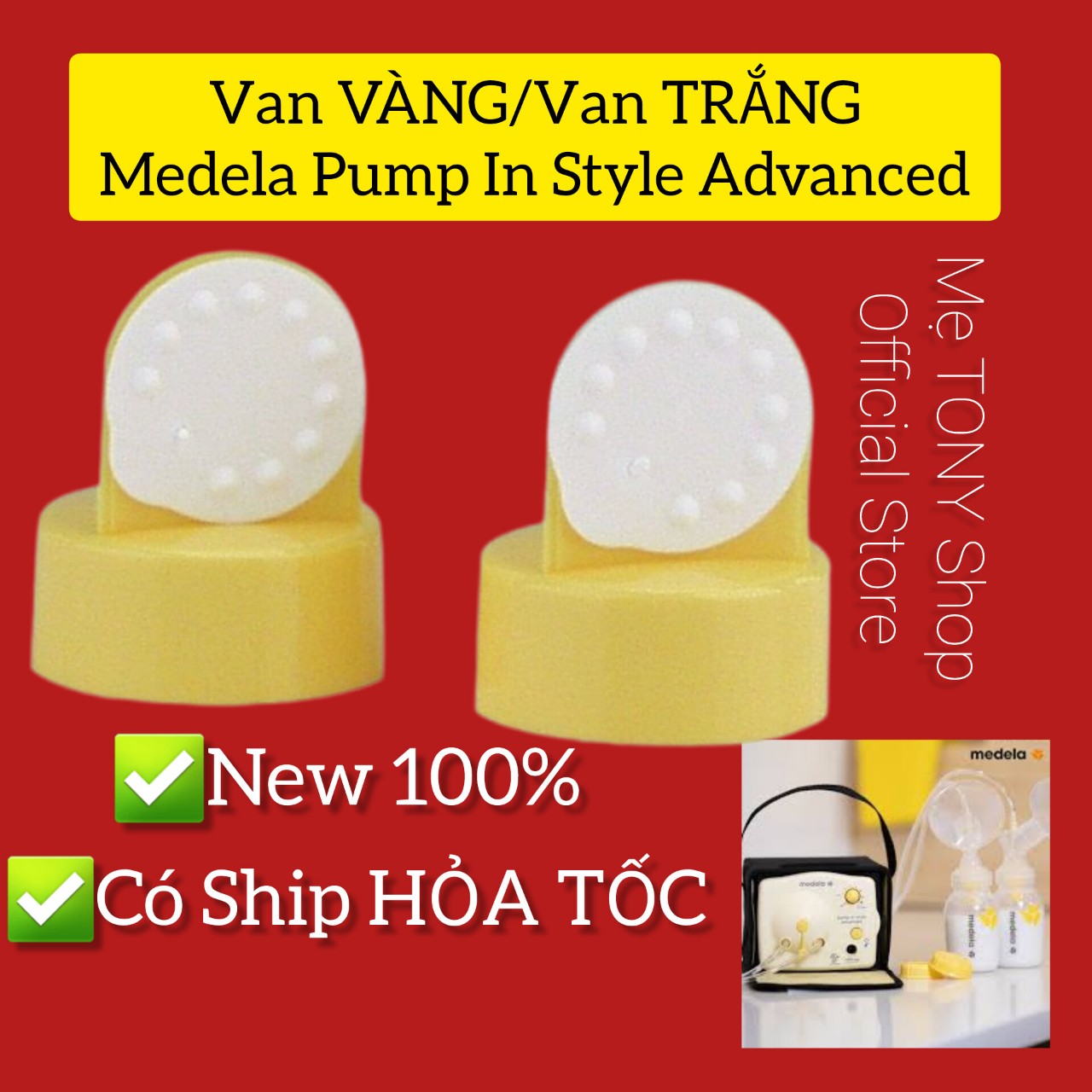 [Phụ Kiện New 100%]Van TRẮNG,Van VÀNG Dùng Cho Máy Medela Pump In Style Advanced(Đựng Túi Zip)