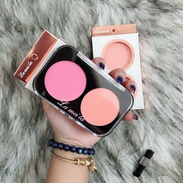 [HCM]Phấn má hồng hộp 2 ô màu Lameila