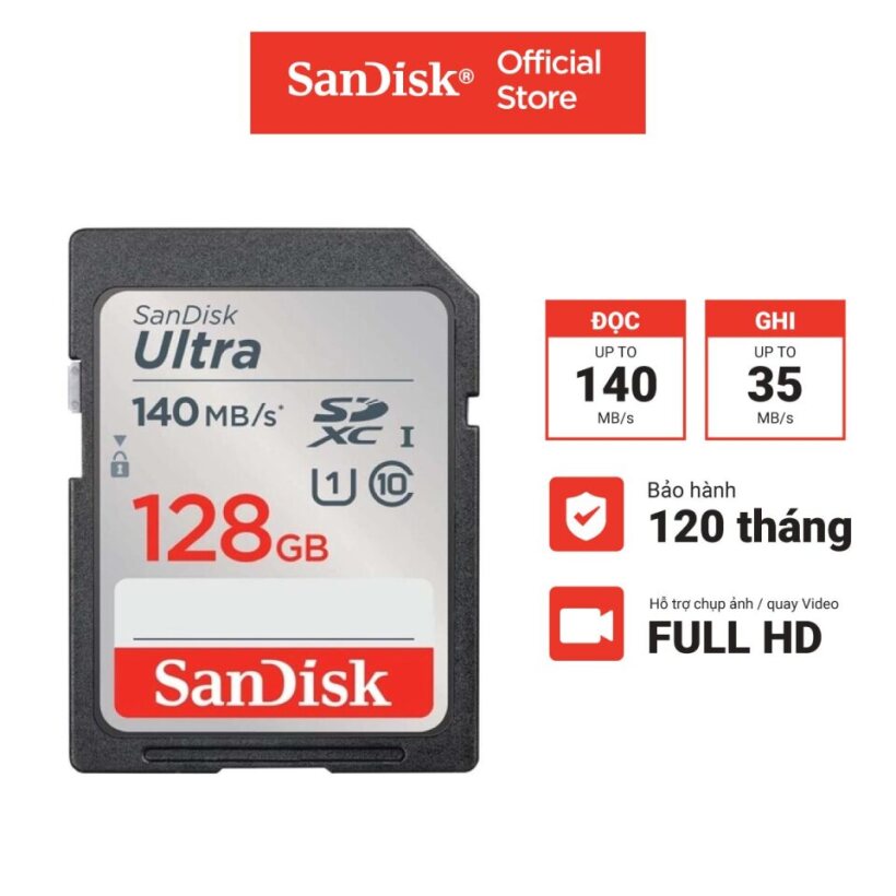 Thẻ nhớ SDHC - SDXC SanDisk Ultra 32GB - 64GB - 128GB 140MB/s