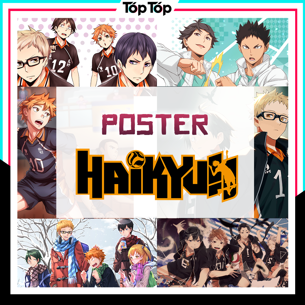 Poster A3 Haikyuu decal cực xịn , tranh dán tường anime bóng decor treo tường HKY