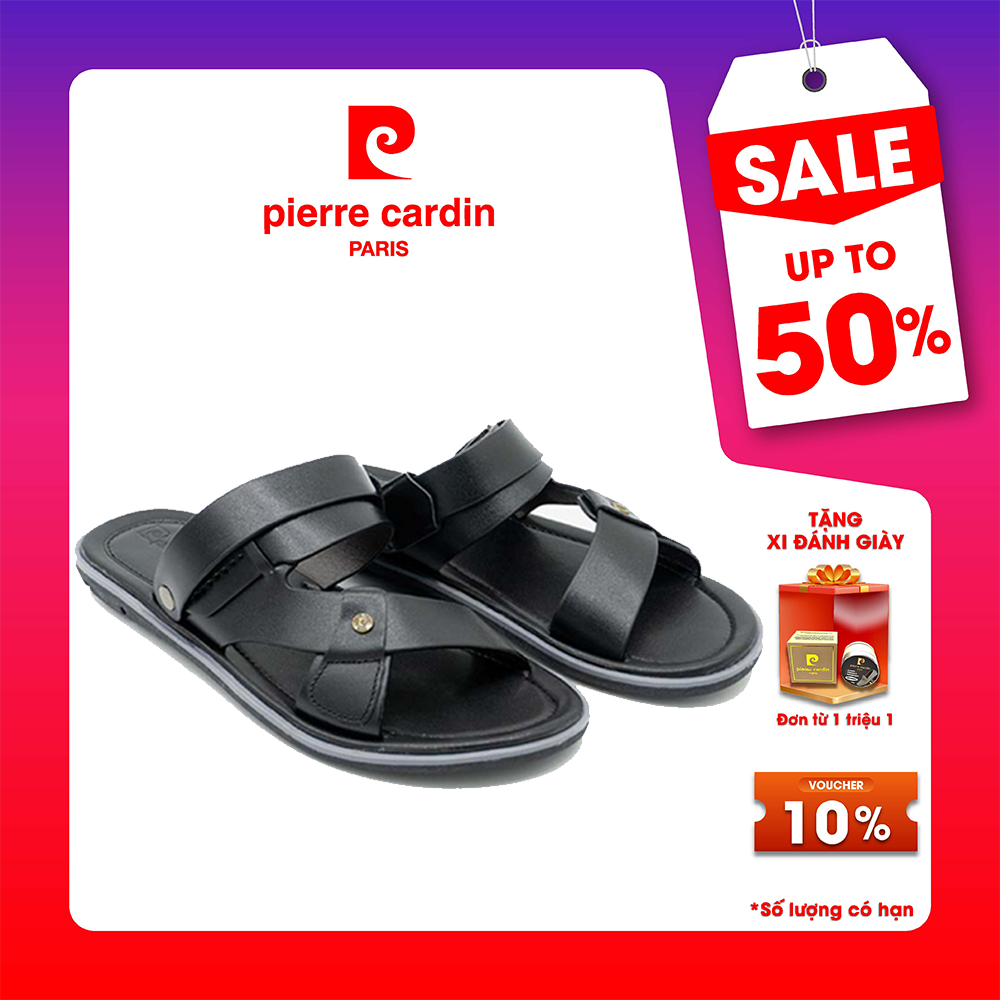 Sandal nam quai chéo da thật nhập khẩu cao cấp kết hợp dép nam linh động, sang trọng Pierre Cardin - PCMFWL 127
