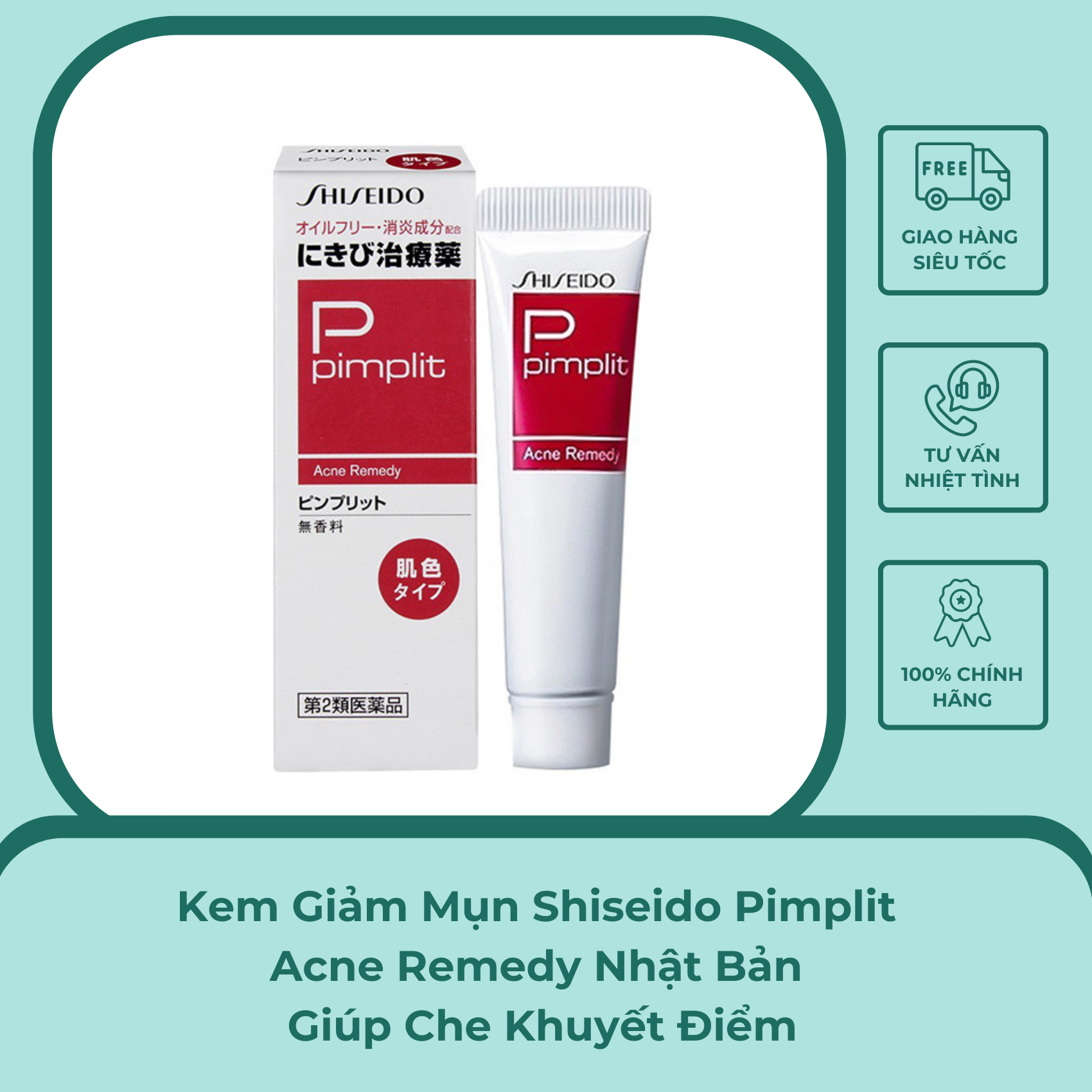 Kem Giảm Mụn Shiseido Pimplit Acne Remedy Nhật Bản Giúp Che Khuyết Điểm 18g - Xuân Nghi Store