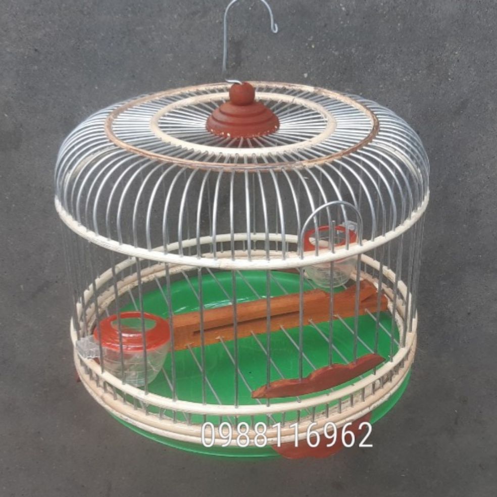 Lồng nuôi cu gáy dạng tròn khung mây nan nhôm