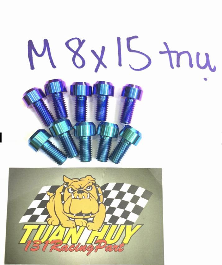 1 con ốc 8li15 đầu trụ Titan Gr5 răng ốc 1.25 gắn vô số gãy Rcb  số gãy các loại xe và nhiều vị trí khác