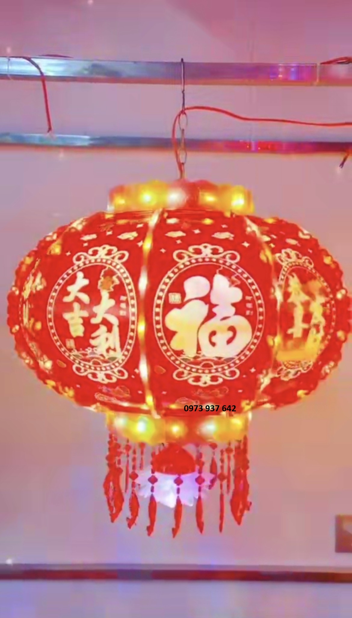 Đèn lồng tự xoay 360 có đèn led nhấp nháy rực rỡ, đèn lồng , đèn lồng đỏ xoay điện treo tết phi 80, phi 100, phi 60, phi 40