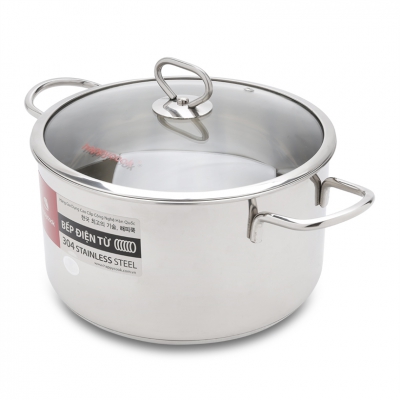 Nồi Inox 304 Cao Cấp 3 Đáy Nắp Kính Happy Cook Delux 24CM