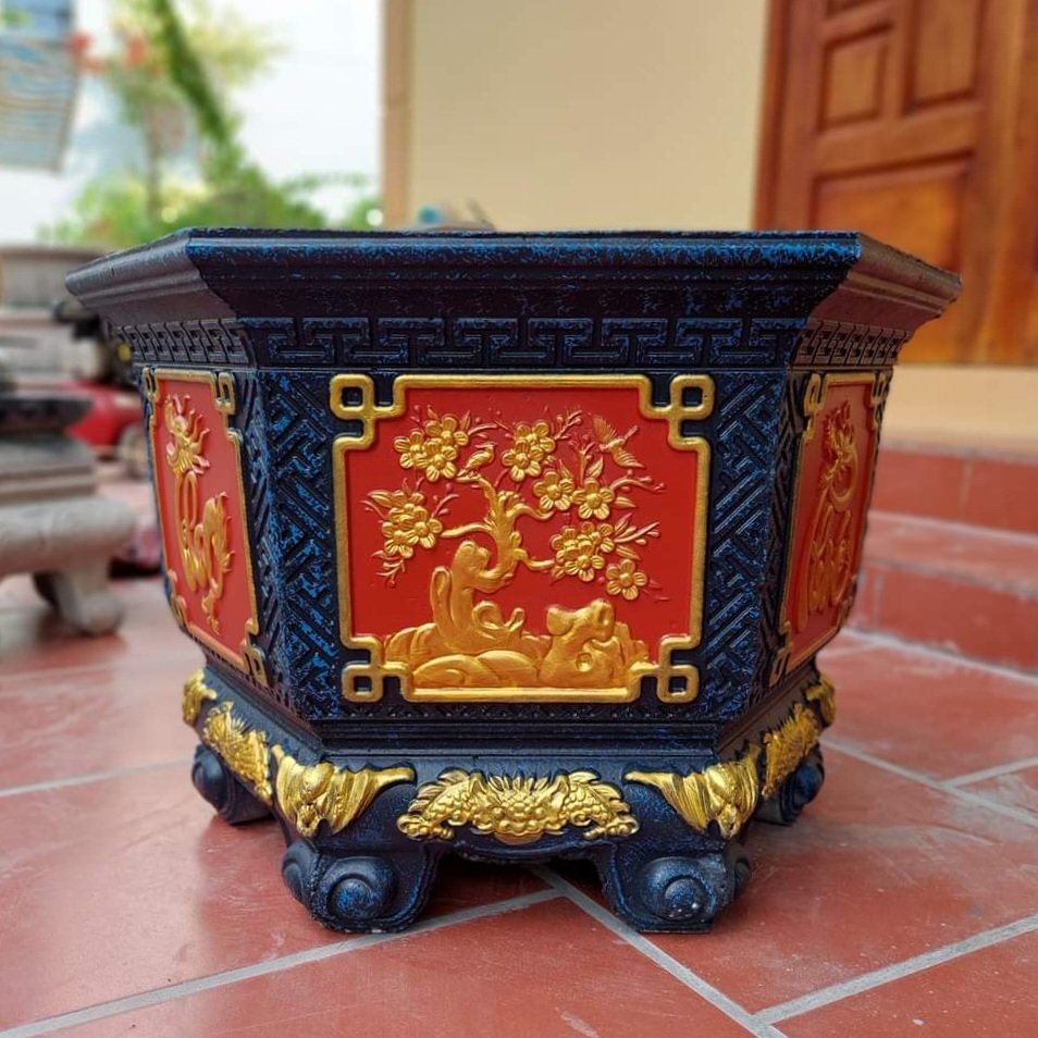 Khuôn đúc chậu cảnh abs, khuôn chậu lục giác 60 chân liền