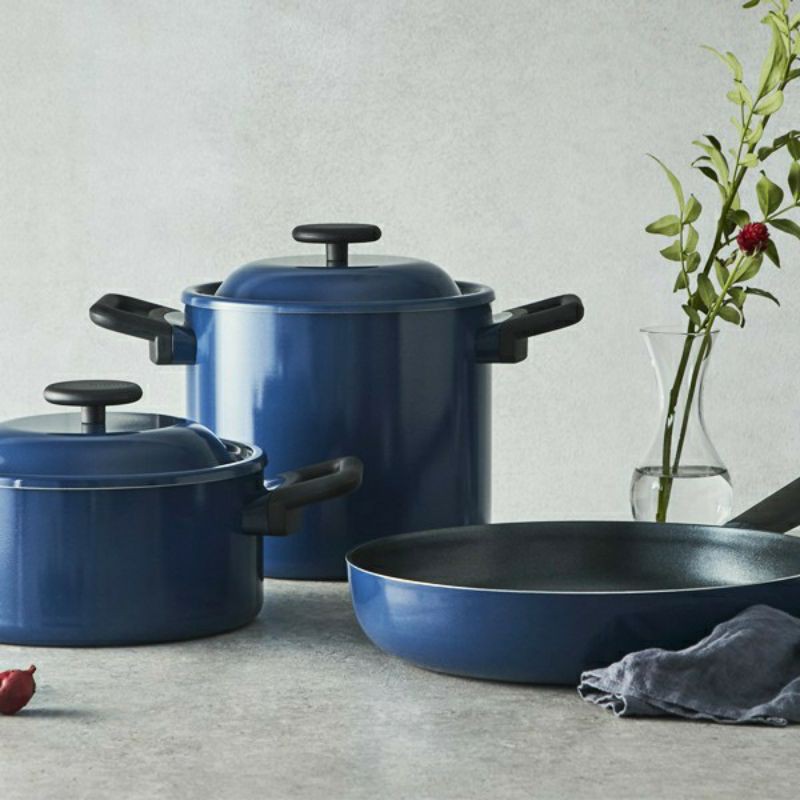 Nồi chống dính locknlock decor 20cm lde1202ih lde1204 chảo 28cm màu xanh navy