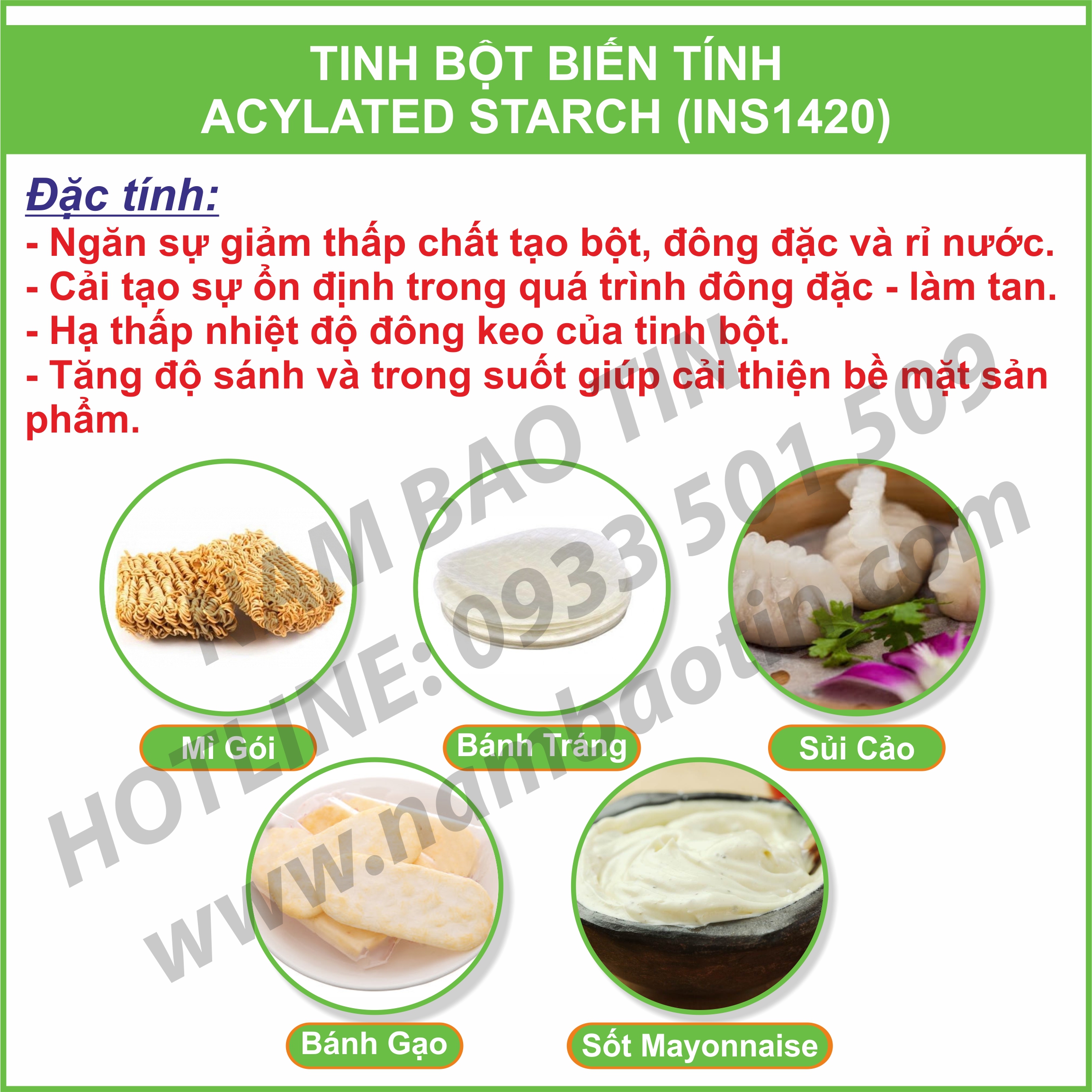 [HCM]Tinh bột biến tính Acetylated Starch INS1420