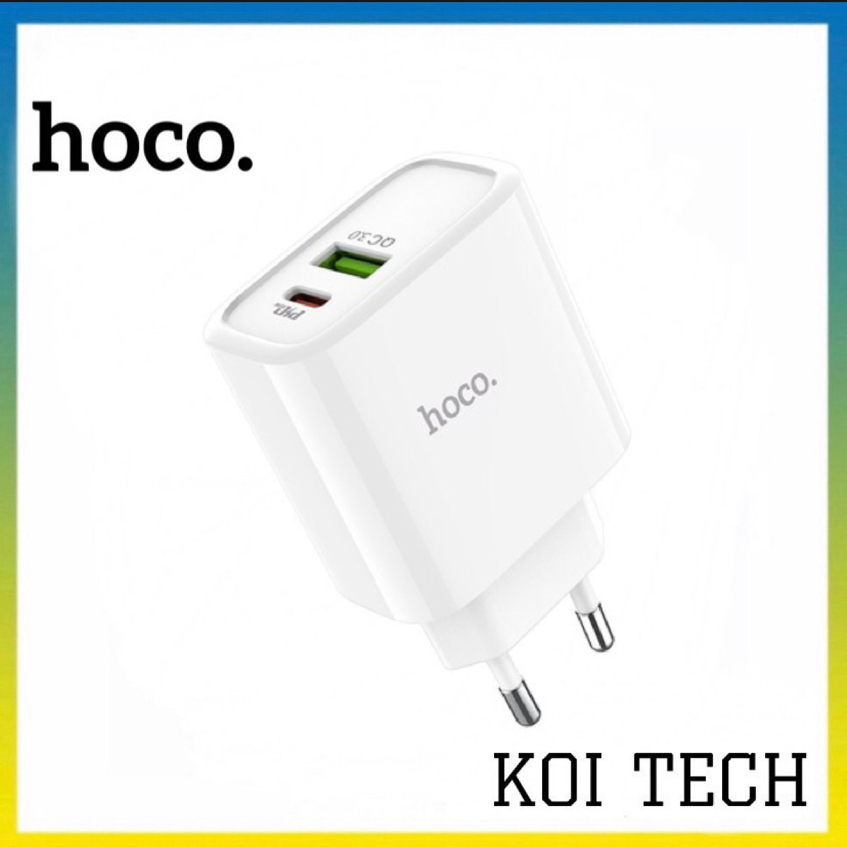 Cốc sạc củ sạc nhanh 2 cổng HOCO C57A - Sạc nhanh PD 18W cho IP ipad - Sạc nhanh quick charge 3.0 - KOI TECH