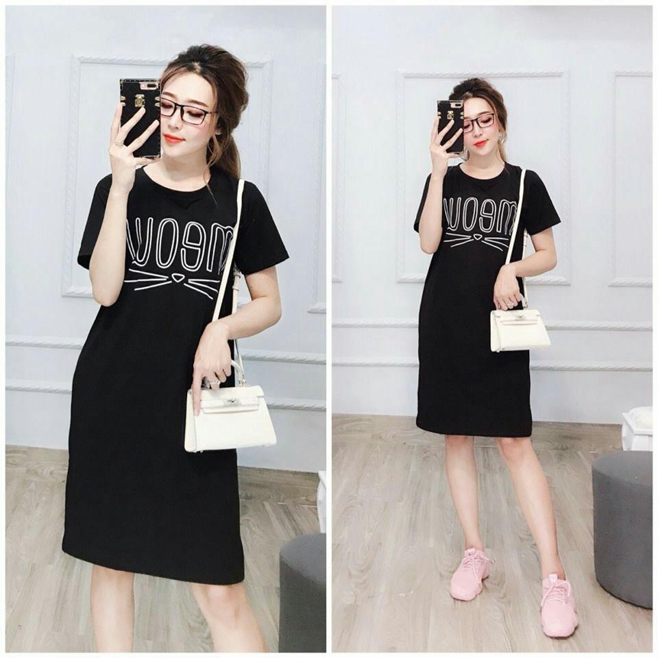 Đầm Suông Nữ in chữ Mèow