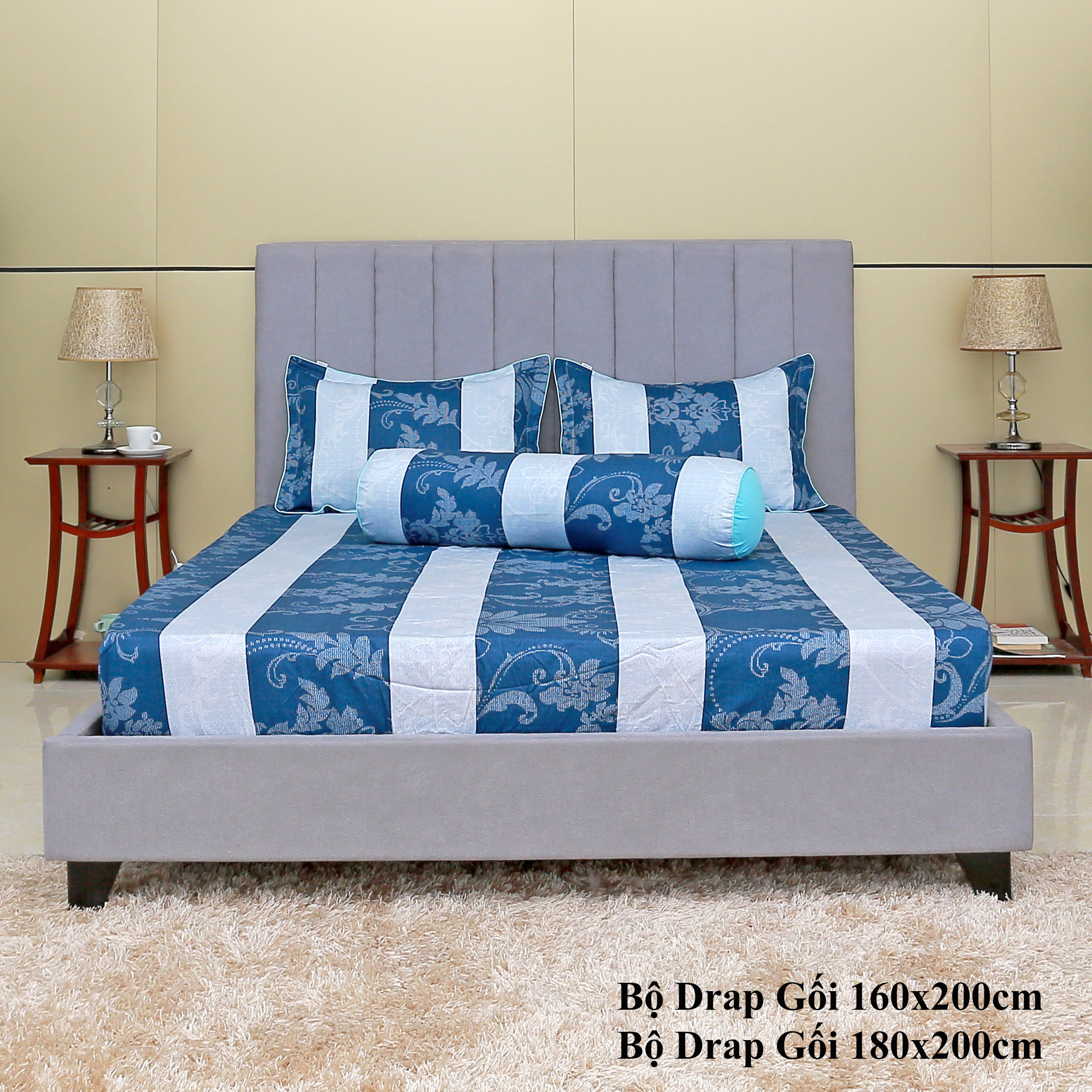 Bộ drap gối cotton hoa thắng lợi mẫu x - chính hãng
