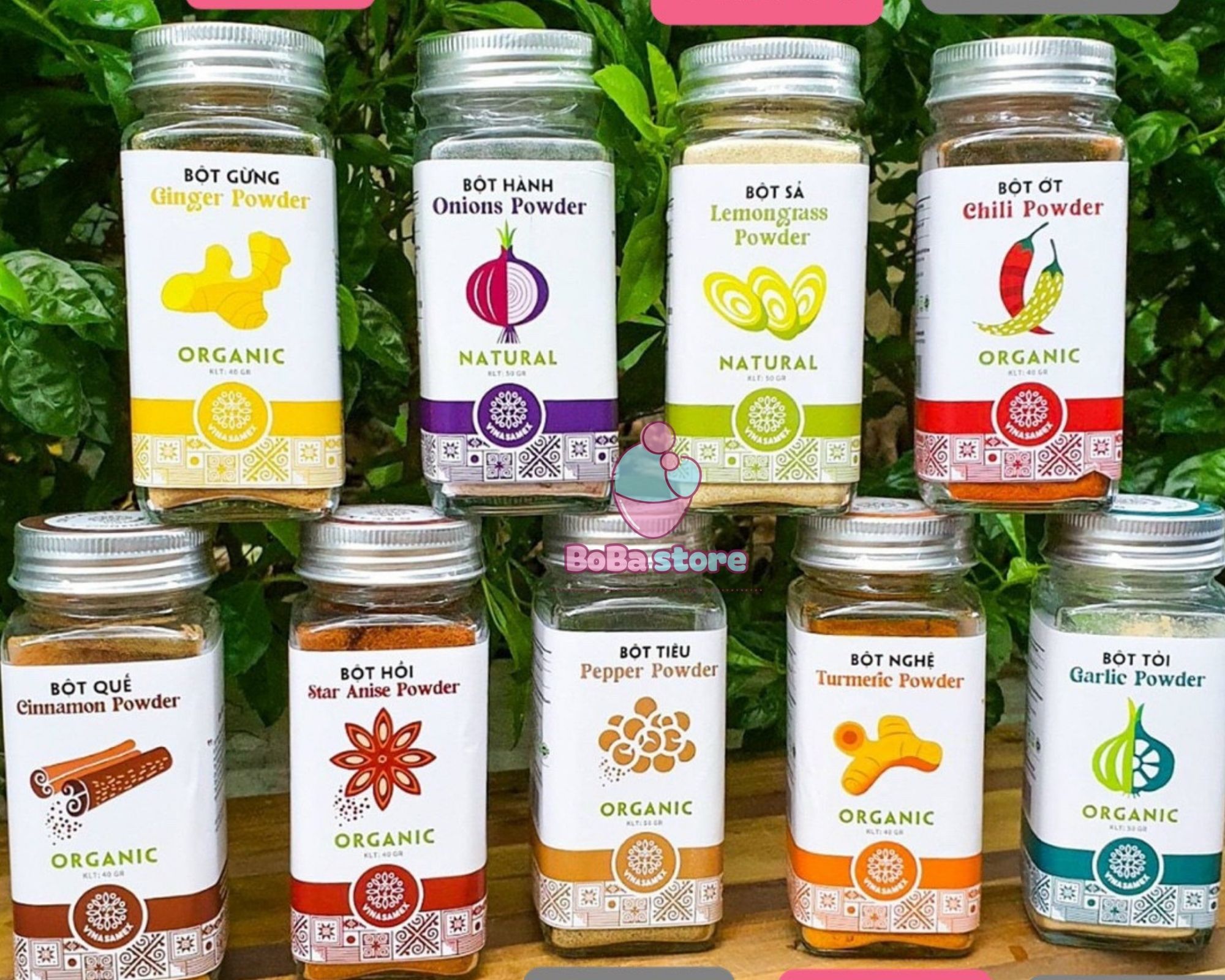 Bột hành - bột tỏi - bột sả - bột quế - bột nghệ - Bột gừng - bột hồi - bột ớt - bột tiêu hữu cơ - bột gia vị hữu cơ Vinasamex