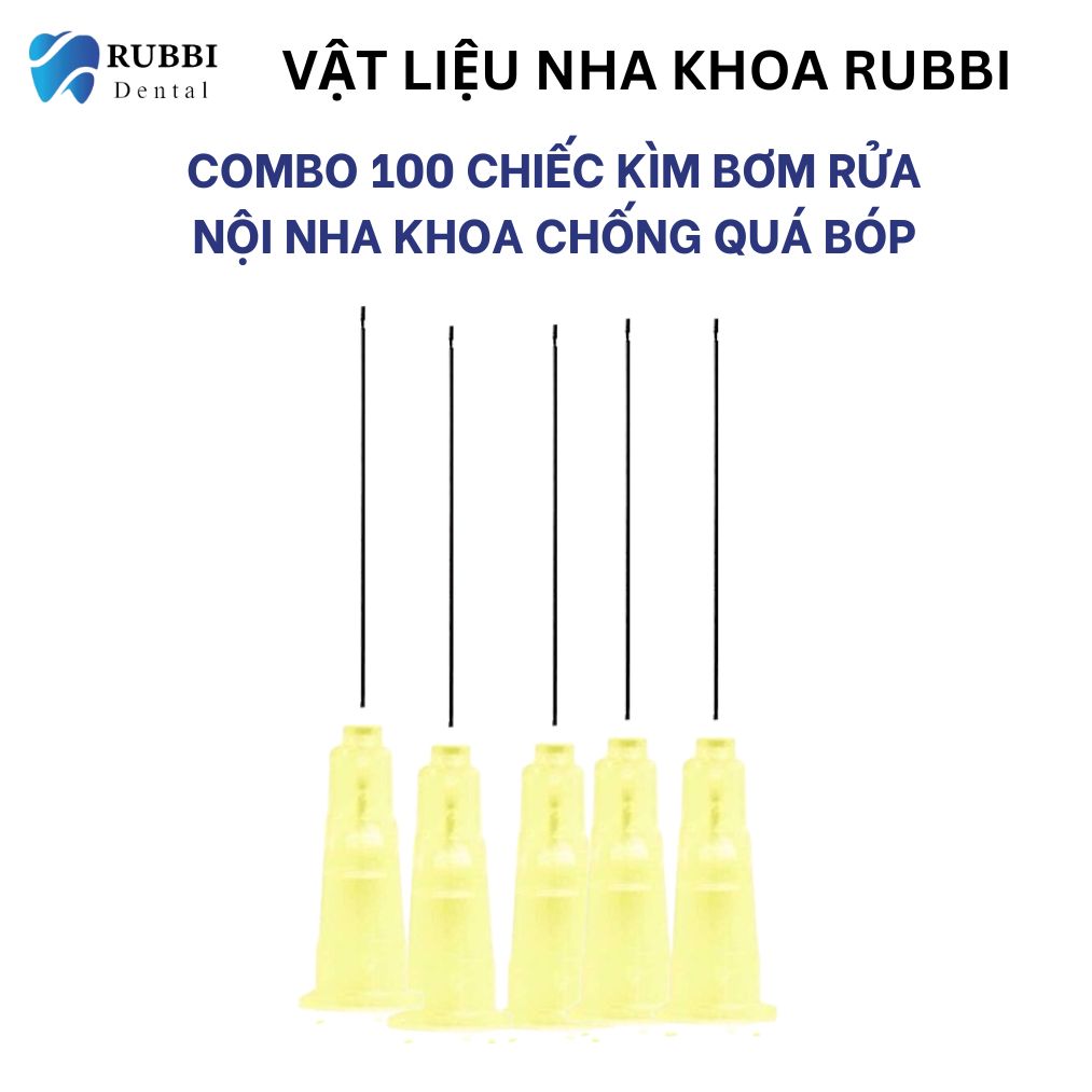 Combo 100 chiếc kim bơm rửa nội nha chống quá chóp 1 lỗ, 2 lỗ dùng trong nha khoa
